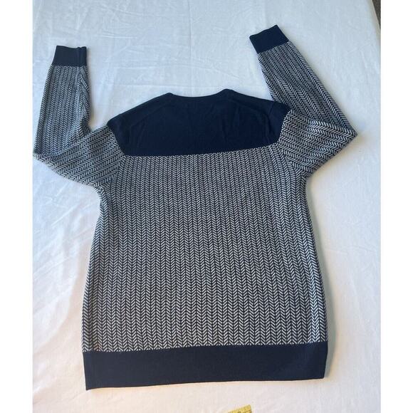 Goodthreads Men's Size L Wool Blend Striped Sweater Navy Blue Pullover Winter - Picture 5 of 9